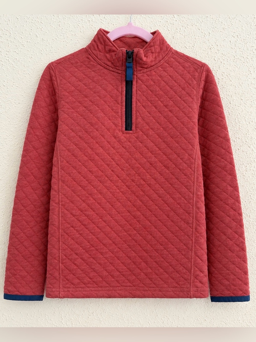 J Crew Crewcuts Boy XS (4-5) Salmon Quilted Half-Zip Pullover Jacket